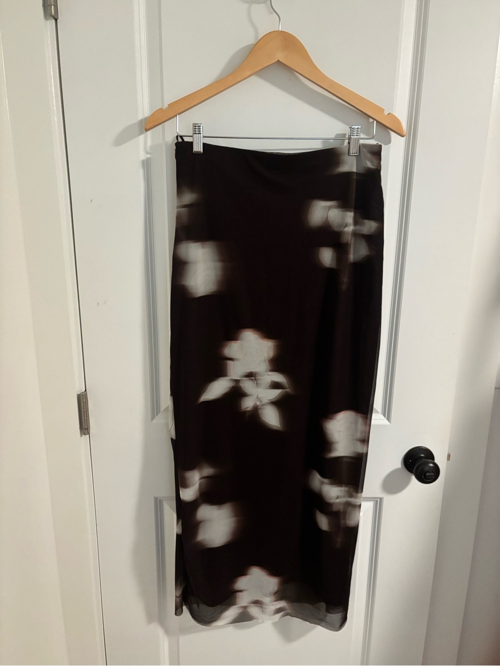ZARA Set Brown Midi Skirt & Long Sleeve Sheer Top Size Medium - Picture 6 of 7